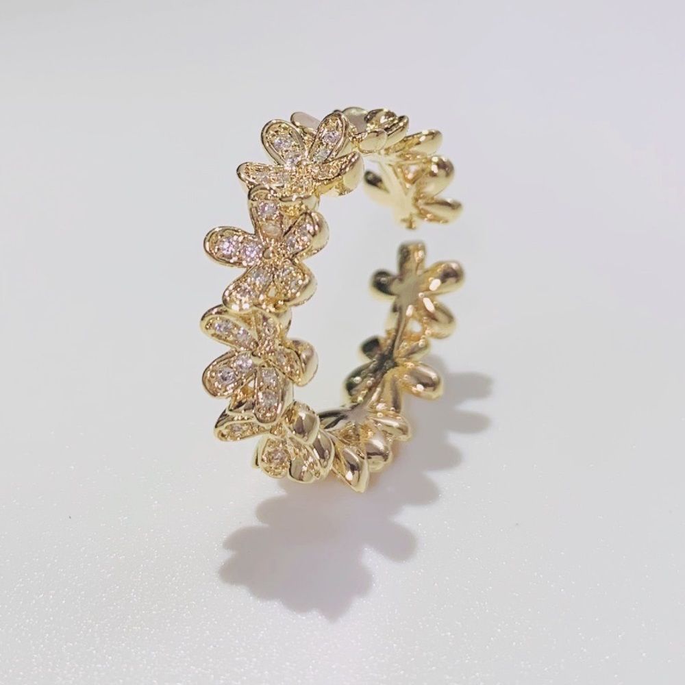 NEW Gold Flower Ring 14K Gold Ring Unique Eternity Ring Adjustable Stacking Ring